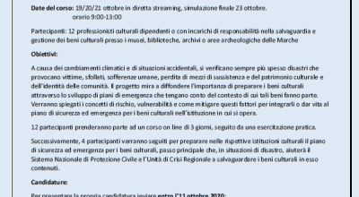 corso di formazione "Preparare i beni culturali alle emergenze"